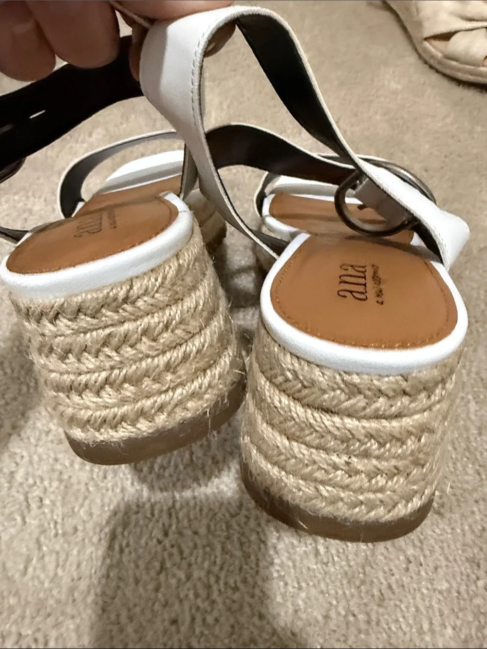 a.n.a White Espadrille Platform Sandals with Silver Buckle